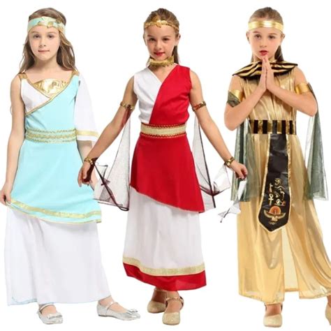 Kids Girls Egyptian Costume Halloween Cosplay Arabian Princess Ancient ...