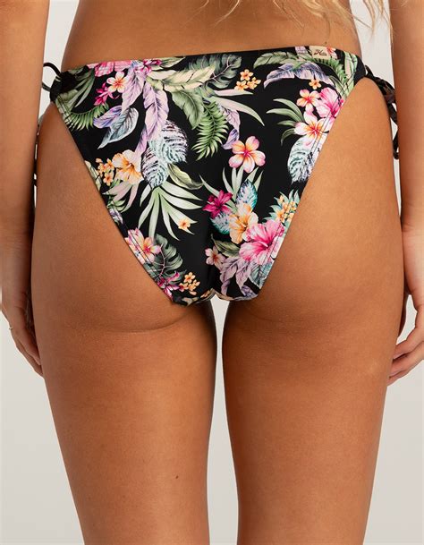 HOBIE Hibiscus Tie Side Bikini Bottoms BLACK COMBO Tillys