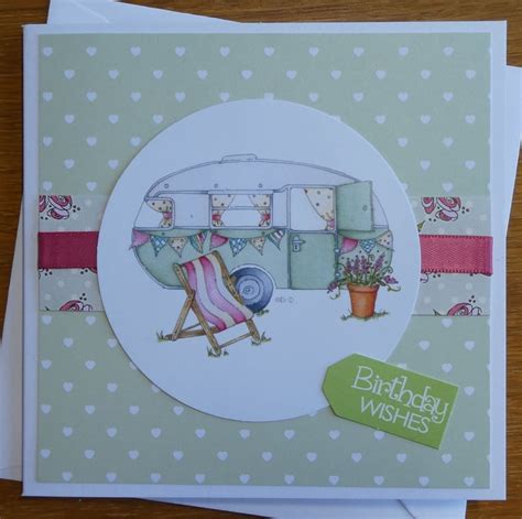 Mini Retro Caravan Birthday Card Green And Folksy