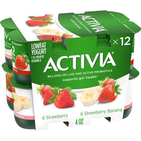 Activia Probiotic Low Fat Yogurt Variety Pack Strawberry Strawberry