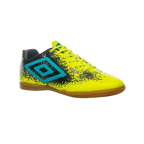 Chuteira Umbro Cosmic Futsal Indoor Masculina Limao Azul Preto GODIVA