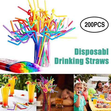 Naittoop Disposable Kitchen Items Clearance Color Disposable Plastic Straws Bent Diy Straws