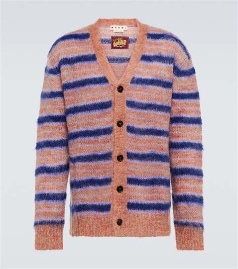 Marni Striped Brushed Mohair Blend Cardigan Marni