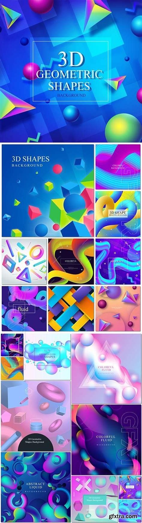 Colorful Fluid 3d Vector Background 3d Geometric Shapes Vector