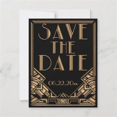 Art Deco Gatsby Style Wedding Save The Date Zazzle Gatsby Style