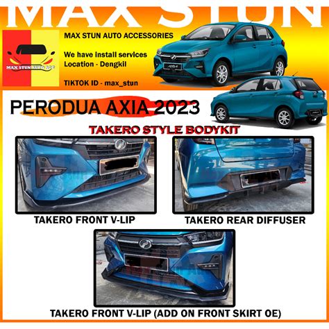 PERODUA AXIA 2023 TAKERO V LIP BUMPER SKIRT LIP NEW AXIA FRONT V LIP