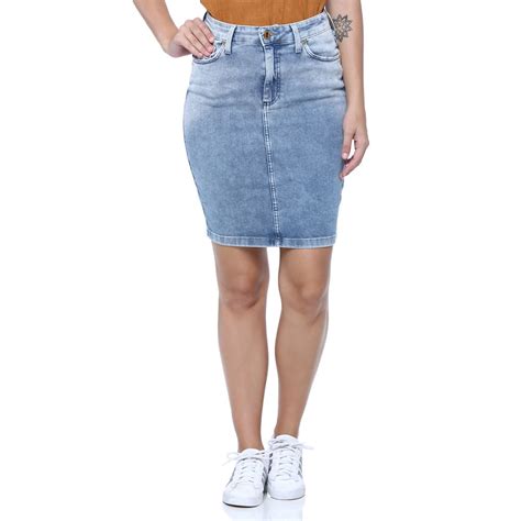 Saia Secret Ria Jeans Cintura Alta Damyller