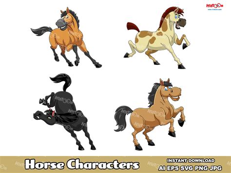 Horse Cartoon Mascot Characters Graphic by HitToon · Creative Fabrica