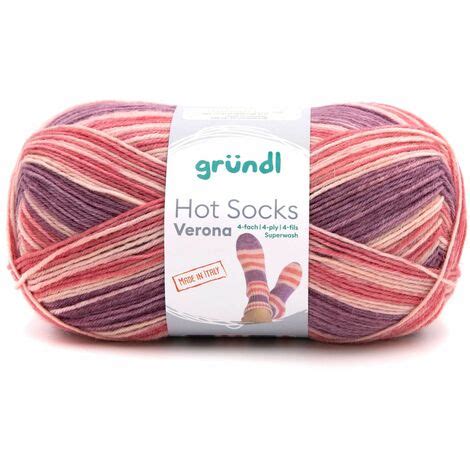 Gründl Sockenwolle Hot Socks Verona 100 g 4 fach violett azalee himbeere Handarbeit