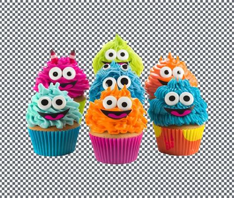 Premium PSD Delicious Monster Cupcakes Isolated On Transparent Background