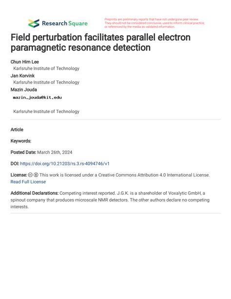 PDF Field Perturbation Facilitates Parallel Electron Paramagnetic