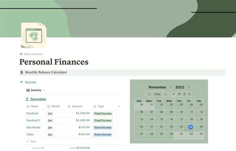 Notion Template Personal Finance Tracker Budget Tracker Income And