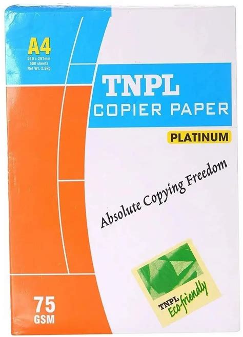 75 GSM TNPL Copier Platinum A4 Paper At Rs 350 Ream TNPL A4 Size