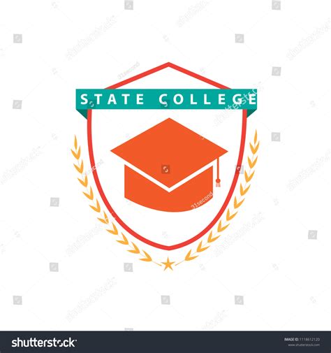 state college emblem logo laurel wreath stock vector royalty