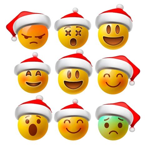 Emoji De Rosto Sorridente De Natal Ou Emoticons Amarelos Em 3d