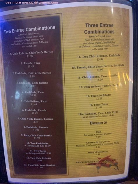 Menu At Casa Grande Restaurant Visalia W Whitendale Ave