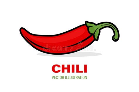 Flat Vector Design Template Of Whole Fresh Hot Chili Pepper Closeup Isolated Spicy Chili Pepper