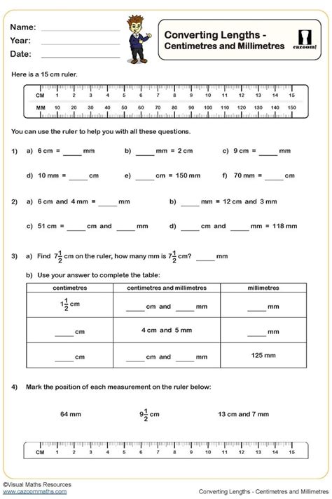 Converting Lengths Worksheet For Year 3 Centimetres And Millimetres Year 3 Maths Worksheets