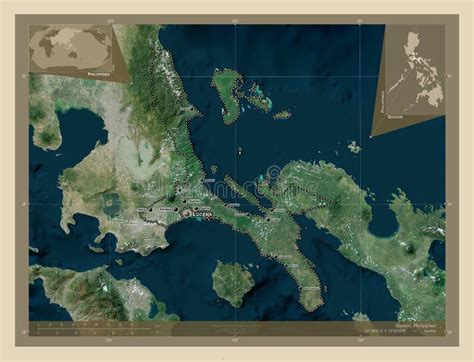 Quezon Philippines High Res Satellite Labelled Points Of Citi Stock