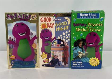 Barney Vhs Set Of 3 Tapes Rhymes With Mother Goose Good Day Good Night Barney £3064