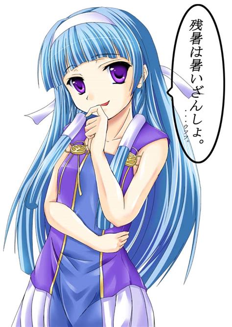 Safebooru Blue Hair Blunt Bangs Hair Tubes Hairband Kannagi Long Hair