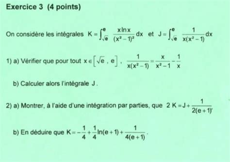 integration par parties exercice de mathématiques de terminale 878323