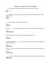 Student Sex Gender Sexuality Docx Study Guide For Reading Sex