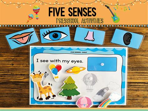 Five Senses Sorting Activity Preschool Worksheets Toddler Etsy