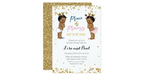 Prince And Princess Gender Reveal Invite Gold Au