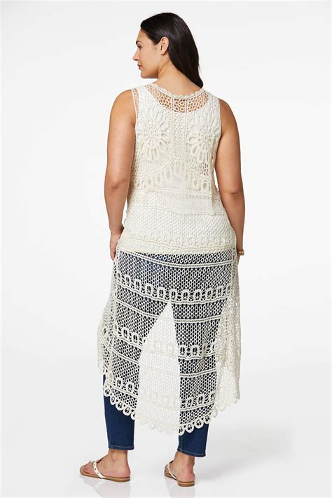 Cato Fashions Cato Plus Size Crochet High Low Vest