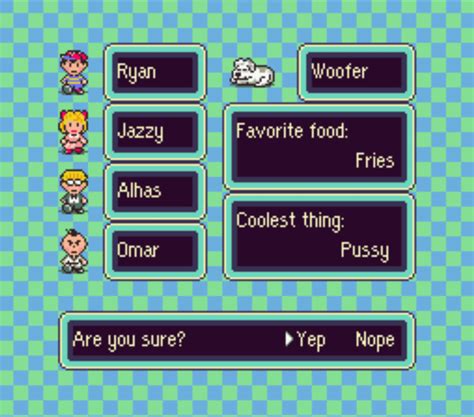 playing earthbound for the first time, hows my team and other stuff ...
