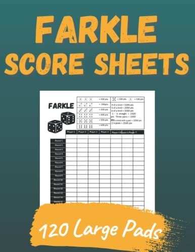 Farkle Score Sheets Large Pads Farkle Scorekeeping Score Pads 120