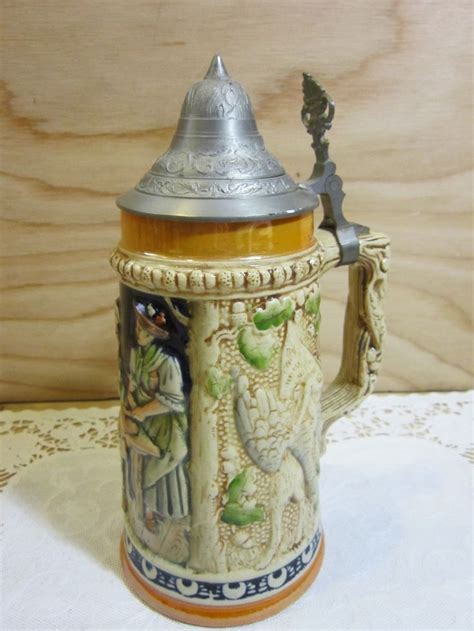 Vintage German Beer Stein With Pewter Lid 8 1 4 Tall Etsy Beer