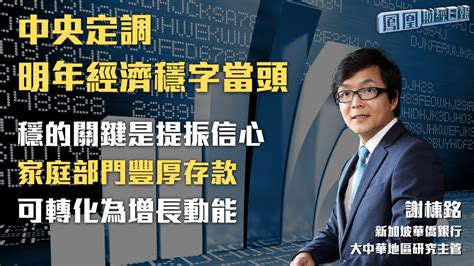 中央定调明年经济稳字当头 谢栋铭：家庭部门丰厚存款可转化为增长动能凤凰网视频凤凰网