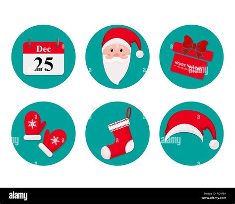 Set Of Christmas Icons In Flat Design Vector Illustration New Year Icons Isolated Stock Vector