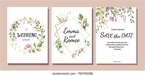 Botanic Card Wild Flowers Leaves Spring Stock Vector Royalty Free