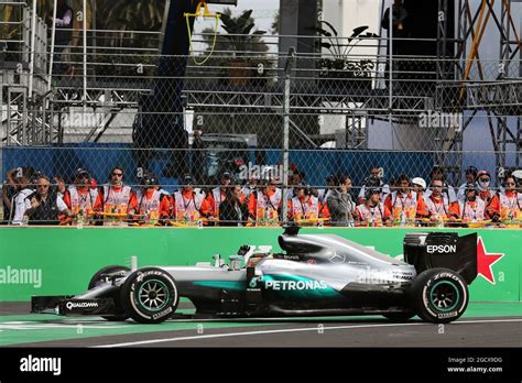 Mercedes Amg F W Hybrid Celebrates A End Of Race Hi Res Stock