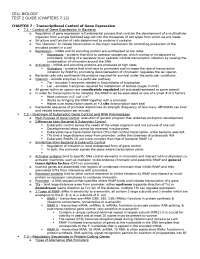 Cell Biology Transcriptional Control Of Gene Expression BIOL 3340