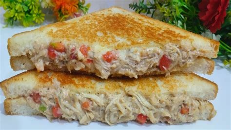 How To Make Chicken Sandwich Chicken Mayo Sandwich Recipe At Home Shredded Chicken Cheese