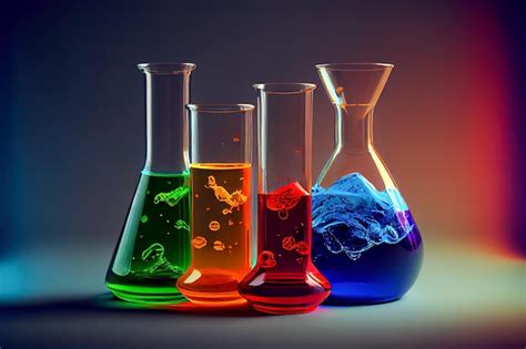 Premium Photo Chemical Flasks With Colorful Liquids D Illustration