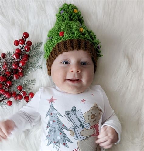 Christmas Tree Baby Hat crochet pattern