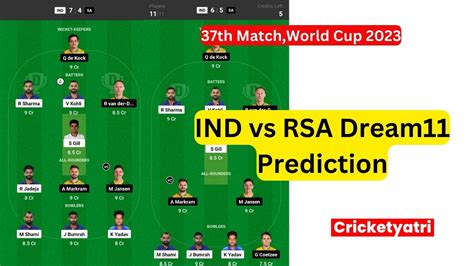 Ind Vs Rsa Dream Prediction In Hindi Dream Team Fantasy Cricket