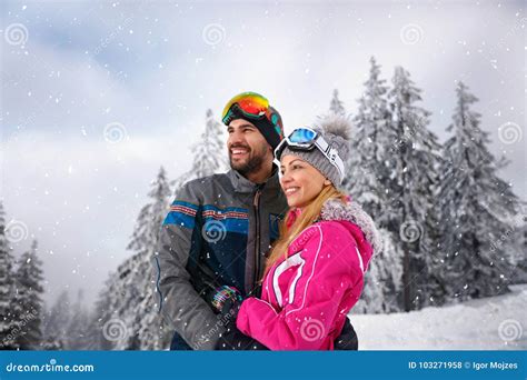 Couple In Love On Skiing Stock Photo Image Of Skis 103271958