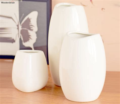 Buy Modern White Set Of Neck Vases Online In India At Best Price