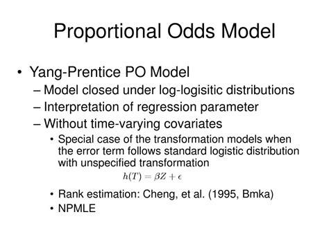 Ppt A Proportional Odds Model With Time Varying Covariates Powerpoint