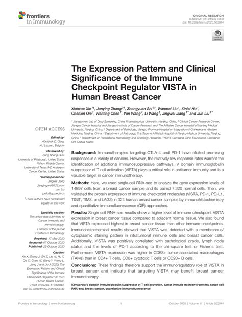 PDF The Expression Pattern And Clinical Significance Of The Immune