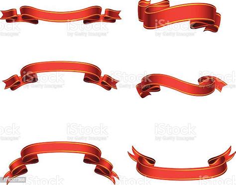 Set Of Red Vector Ribbons Stock Illustration Download Image Now Award Ribbon Collection