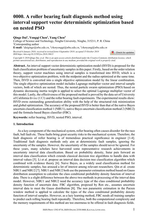 Pdf A Roller Bearing Fault Diagnosis Method Using Interval Support