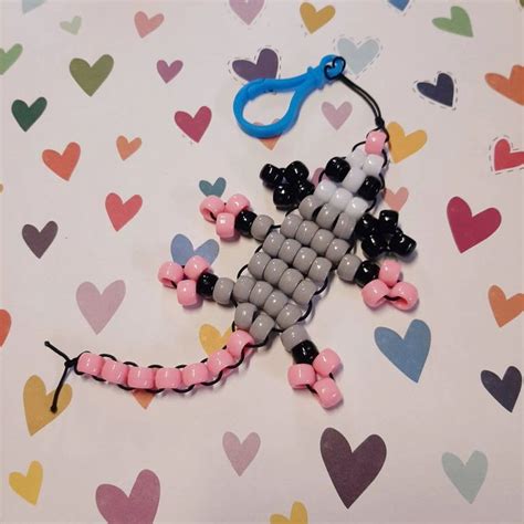 Pony Bead Possum Keychain Etsy Pony Bead Crafts Pony Bead Projects