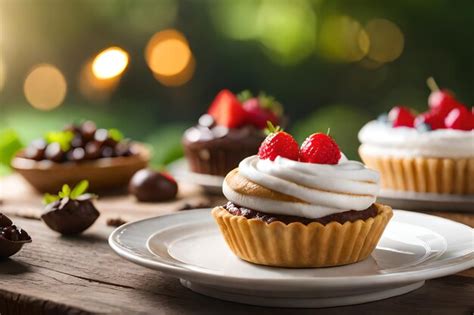 Premium Photo A Cupcake With Chocolate And Raspberry On Top